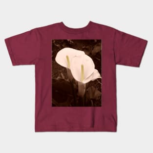 Sepia Calla Lily Pair Kids T-Shirt